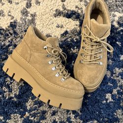 Platform Suede Leather  Boots