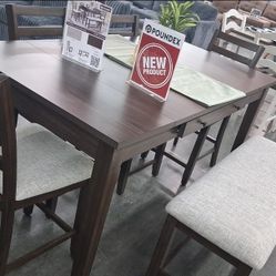 6 pcs counter height Dining table w/table storage