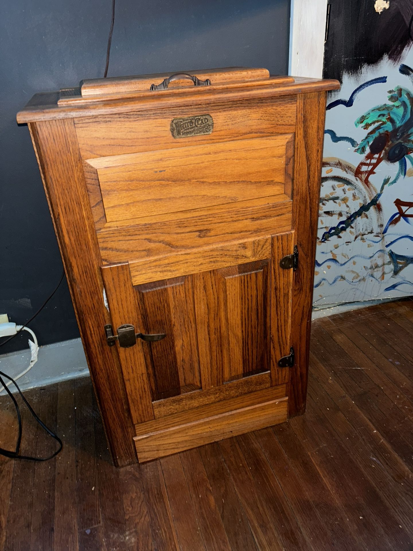 Antique Ice Box White Clad 