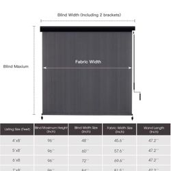 VICLLAX Outdoor Premium Roller Shades for Patio, Exterior Cordless Outdoor Blinds Porch Shades with Aluminum Valance (8' W X 8' L), Anthracite Grey