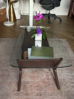 Williams-Sonoma Home Mid-Century Glass & Wood Coffee Table