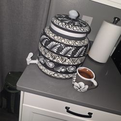 Ceramic  Water Crock With Mug