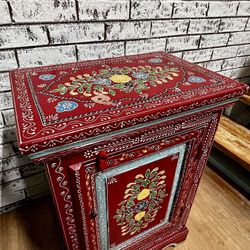Arabesque Painted Design Wooden Storage and End Table set