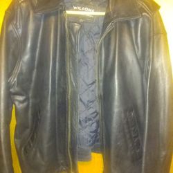  Men's Large Black Leather Jacket  Wilson Brand