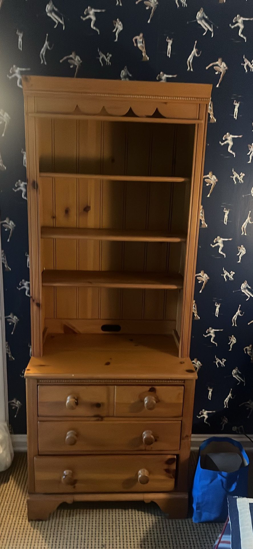 Wood Dresser with Bookshelf 