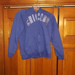 YOUTH ( 10/12 ) CHICAGO CUBS HOODIE SWEATSHIRT WITH SEWN ON LETTERS AND LOGO 
