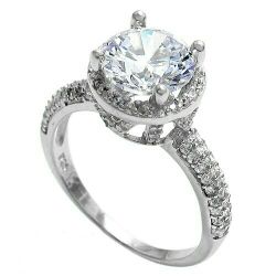 925 Sterling Silver 3.09 Carat Large CZ Halo Ring Size 7-10