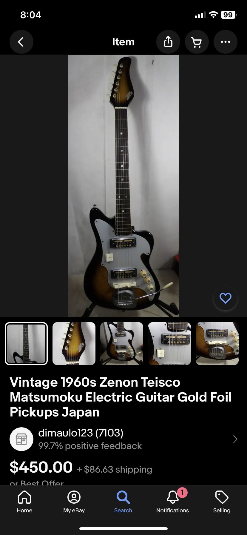 1960 Vintage Guitar Made In Japan Audition ZimGar for Sale in Los