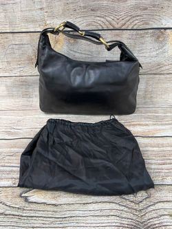 Authentic Gucci Horsebit Hobo – Black Leather – Oversized Gold-Tone Handle (162911-1)