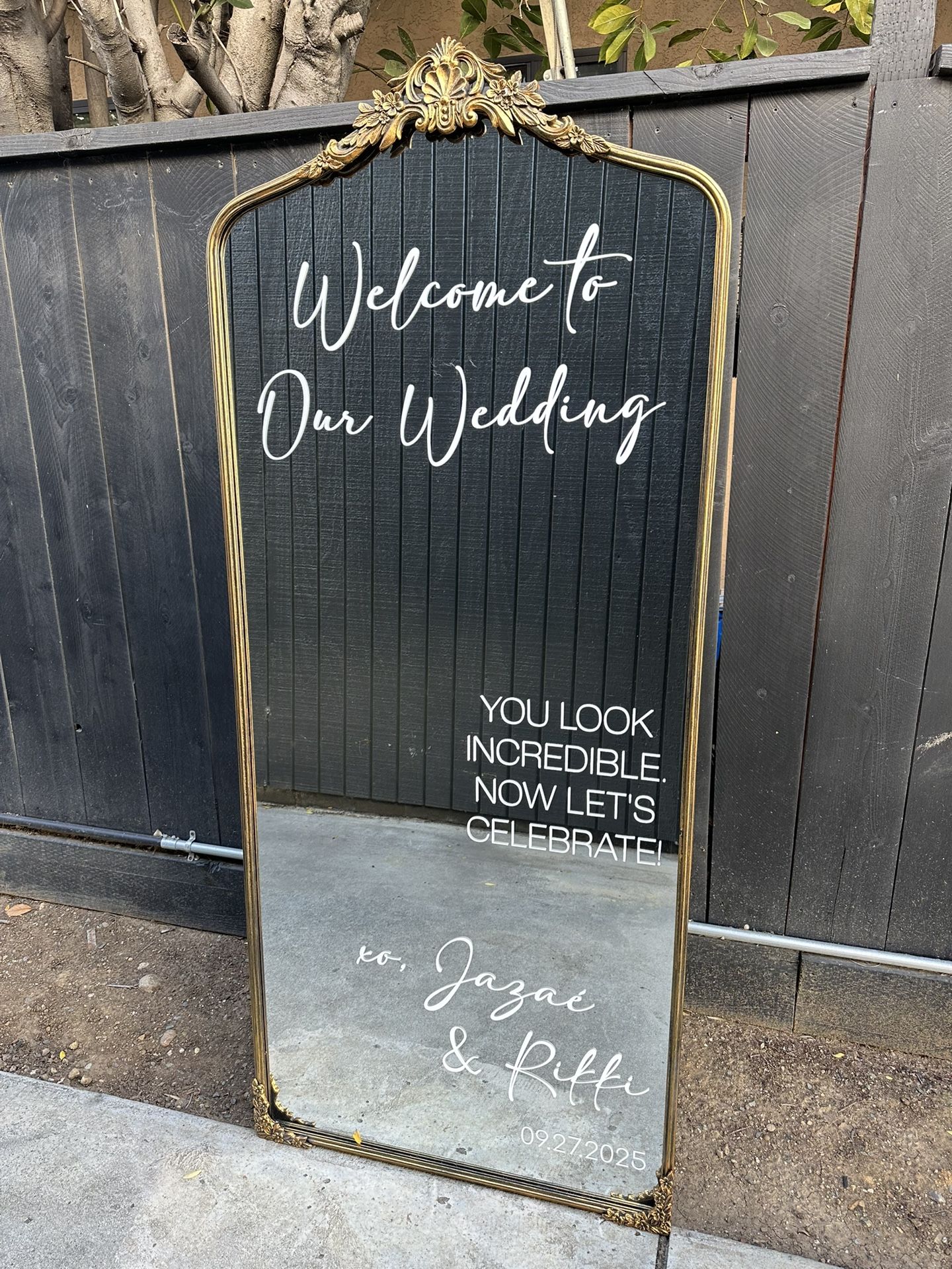 Mirror Welcome Wedding Sign