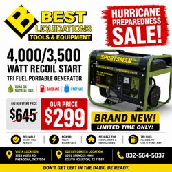 New 4000watt tri fuel generator