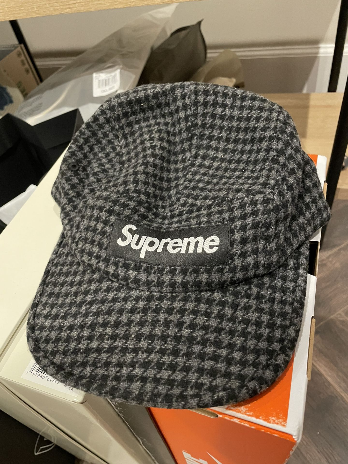 FW23 Used Supreme Camp Hat Houndstooth Wool