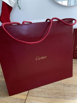 Cartier Set Of 2 Boxes , White And Red, Red Bag And Unused Card