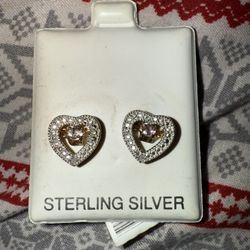 GORGEOUS Brand New 14K/Sterling 1 TCW Natural Amethyst and Diamonds Heart Earrings! 