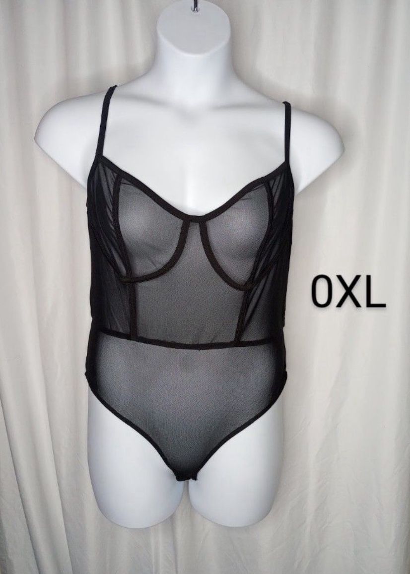 Black Sheer Bodysuit Plus Size (0XL) $5