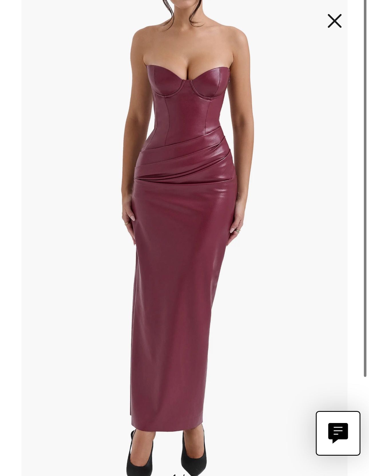 House Of CB JULIANA BEGAN LEATHER Burgandy Dress Size XS