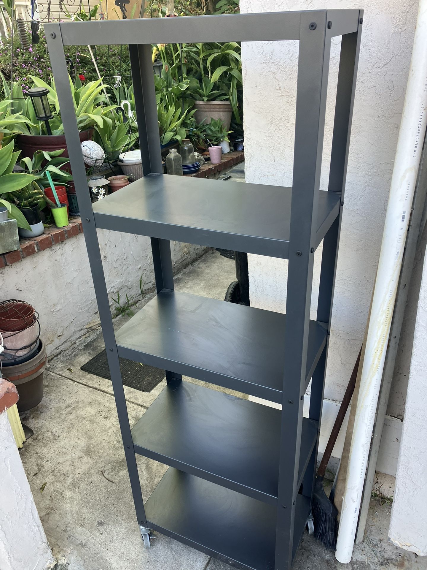 METAL  Shelving On Locking Wheels Indoor -outdoor 