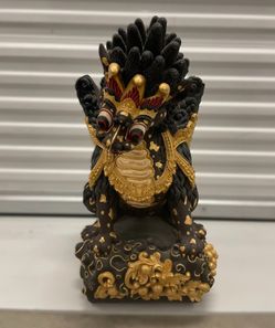 Balinese Singa Barong Winged Lion Guardian Hand Carved Wood Statue Indonesia