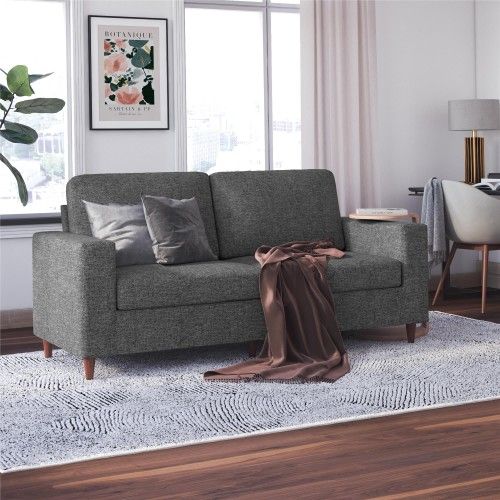 New DHP Liah 3-Seater Sofa with Pocket Spring Cushions, Dark Gray Linen.
