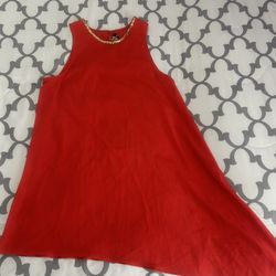ABS by Allen Schwartz  Summer Spring Dress Vtg 90’s MIDI red and Gold Sz 6