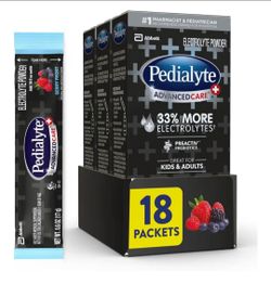 Pedialyte AdvancedCare Plus Berry Frost Electrolyte Powder 18 Count Packets
