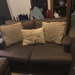 Two Brown Couches
