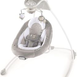 Ingenuity InLighten Baby Swing - Cool Mesh Fabric, Vibrations, Swivel Infant Seat, Nature Sounds, Light Up Motorized Mobile - Braden