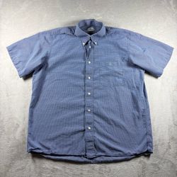 Lacoste Gingham Men’s Size 41 XL Blue White Button Down Shirt Embroidered #4A