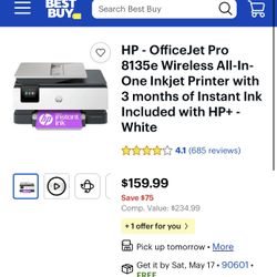 HP - OfficeJet Pro 8135e Wireless All-In-One Inkjet Printer