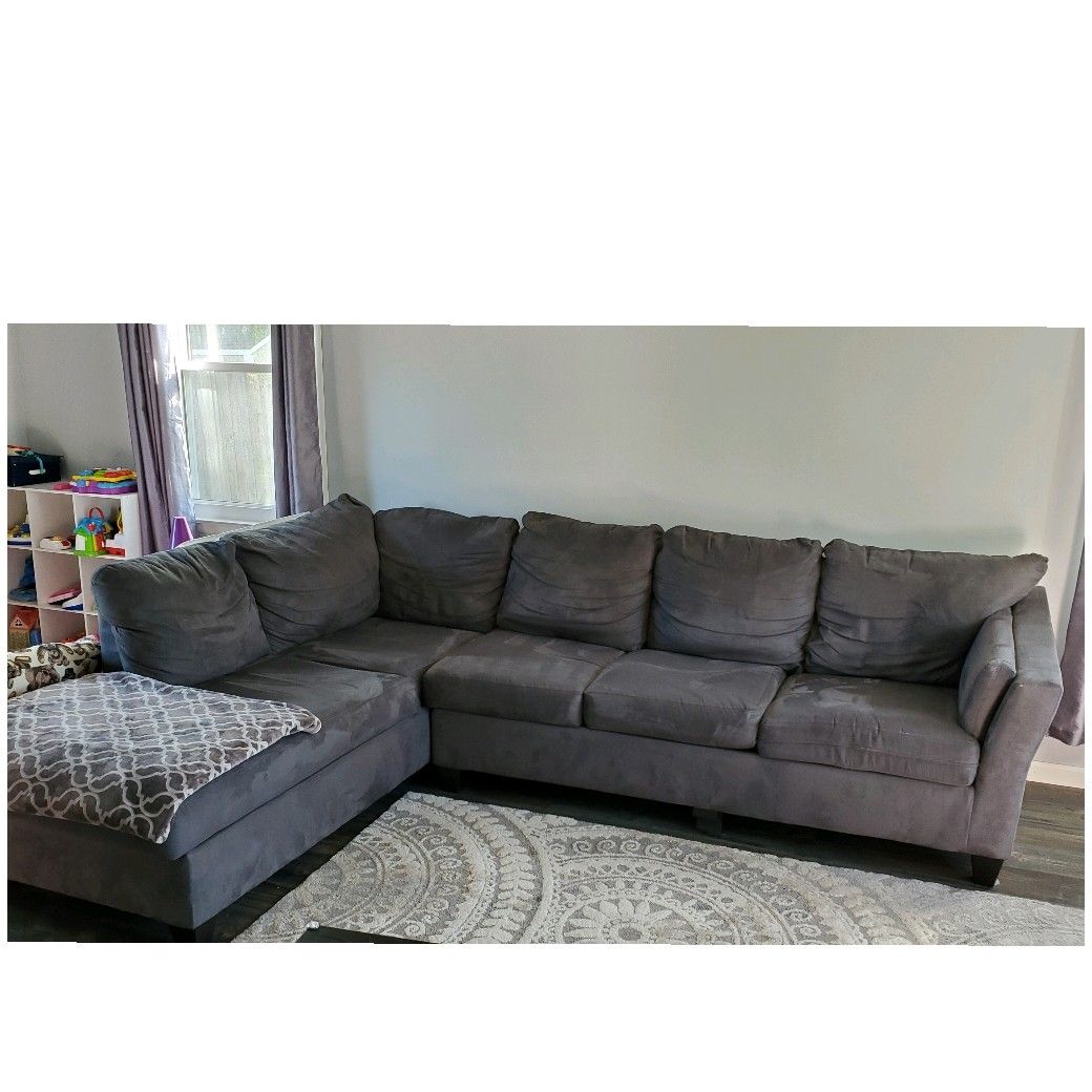 Microfiber Gray Sectional Sleeper Couch Sofa