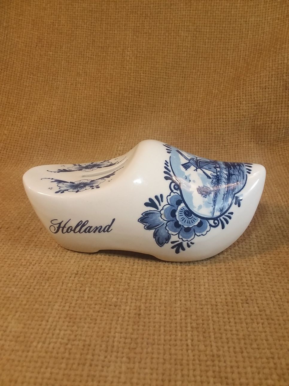 Vintage Delft Blue Clog Coin Bank