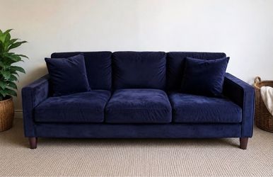 Dark Navy Blue Velvet Sofa
