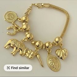 Pulsera De La Suerte Enchapada En Oro No Negociable 