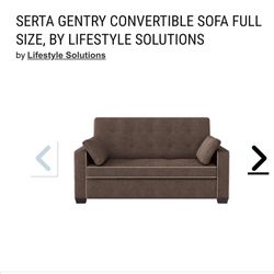 SERTA GENTRY CONVERTIBLE SOFA FULL SIZE, BY LIFESTYLE SOLUTIONS 