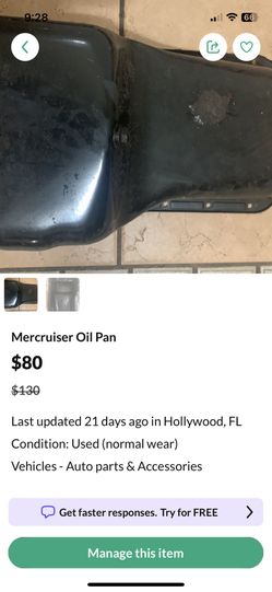 2003 Mercruiser 3.0 Oil Pan From A Bayliner Boat 