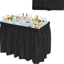 Folding Ice Cooler Table With Skirt