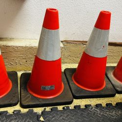 Set of 4 Heavy-Duty Traffic Safety Cones – Reflective Bands, Weighted Bases