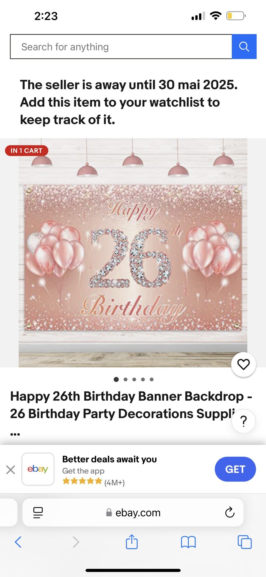 Happy 26th Birthday Banner Backdrop