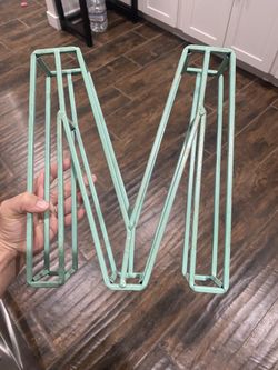 Metal 3D Letter M Green And Gold 