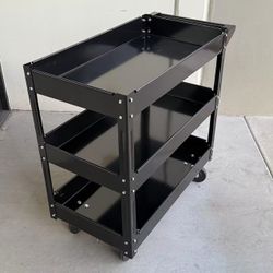 New In Box 30x16x31 Inches Tall 3 Tiers Rolling Metal Push Cart Dolly For Tools Cleaning Supply Warehouse Office Push Organizer 