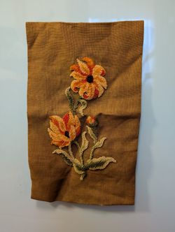 Vintage Flower Burlap Tapestry 