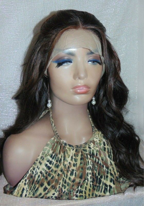 22 Inch Middle Part Human Hair Lace Wig 1b/4 Pretty Soft Highlights
