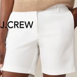 🌞(NEW) (1 AVAILABLE) WOMEN’S J.CREW WHITE 7” INSEAM STRETCH CHINO SHORT - SIZE: 4 (SMALL) (MSRP: $59.50)🌞