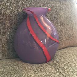 Hand Blown Colored Glass Vase-Signed By Artist 