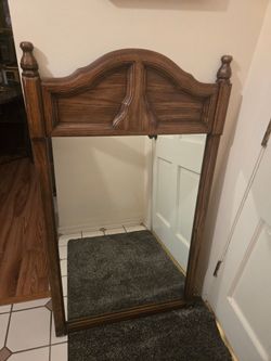Vintage Solid Oak Arched Dresser / Wall Mirror