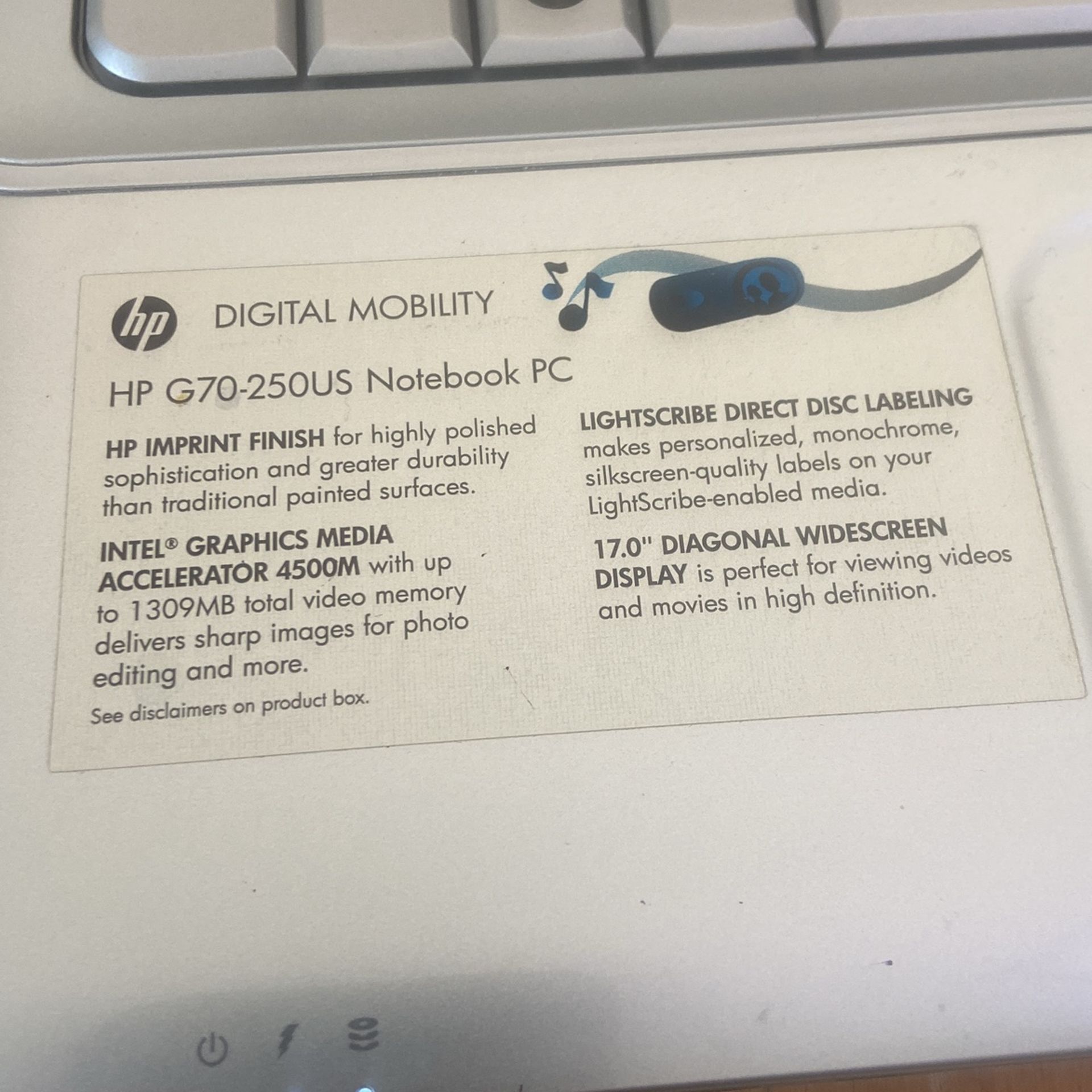 HP G70-250 US notebook PC