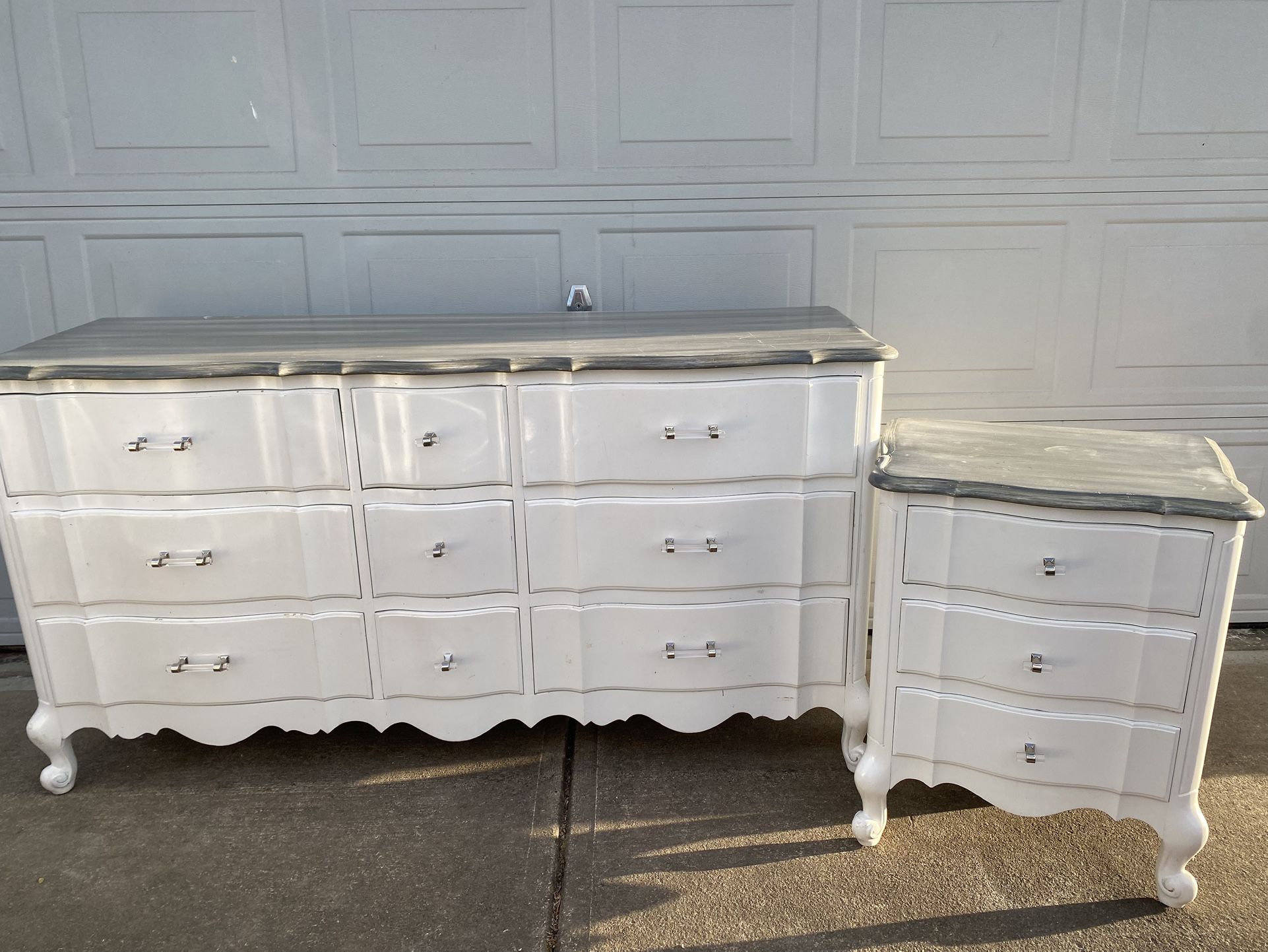 Vintage Dresser, Nightstand & Mirror