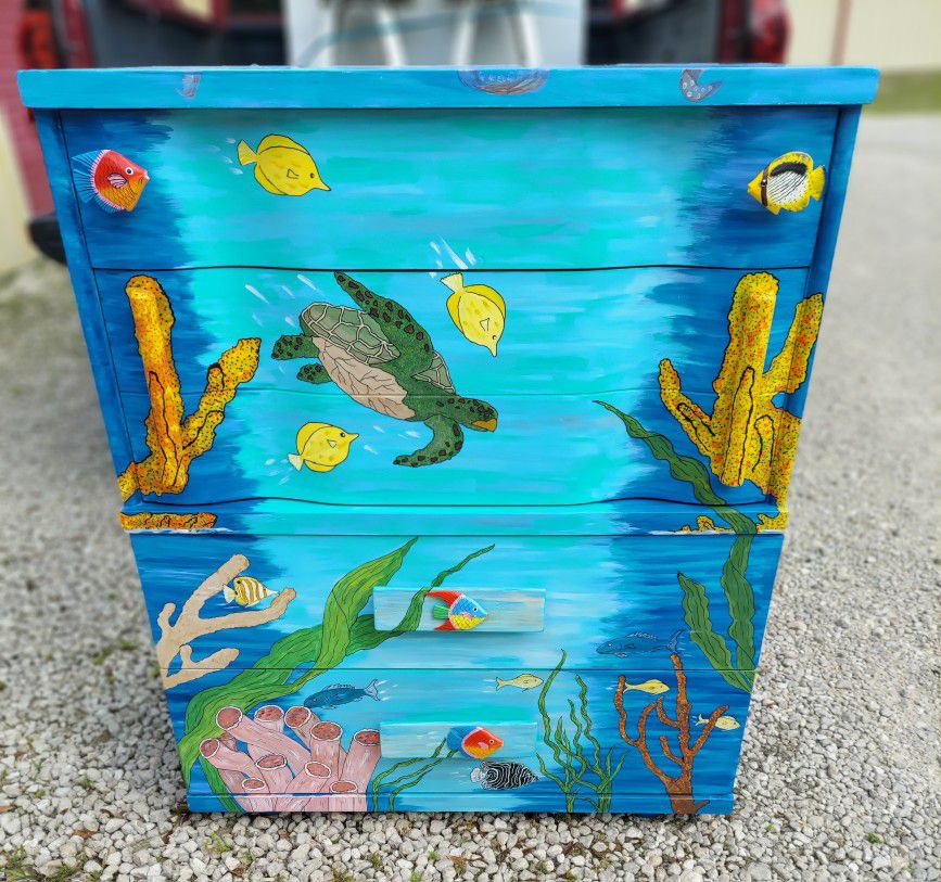 Vintage OCEAN THEME Chest Of Drawers 