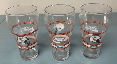 Set of Three Vintage Miami Dolphins Football Glasses $15 for All