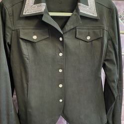 Christine Alexander Embellished Black Denim Jacket